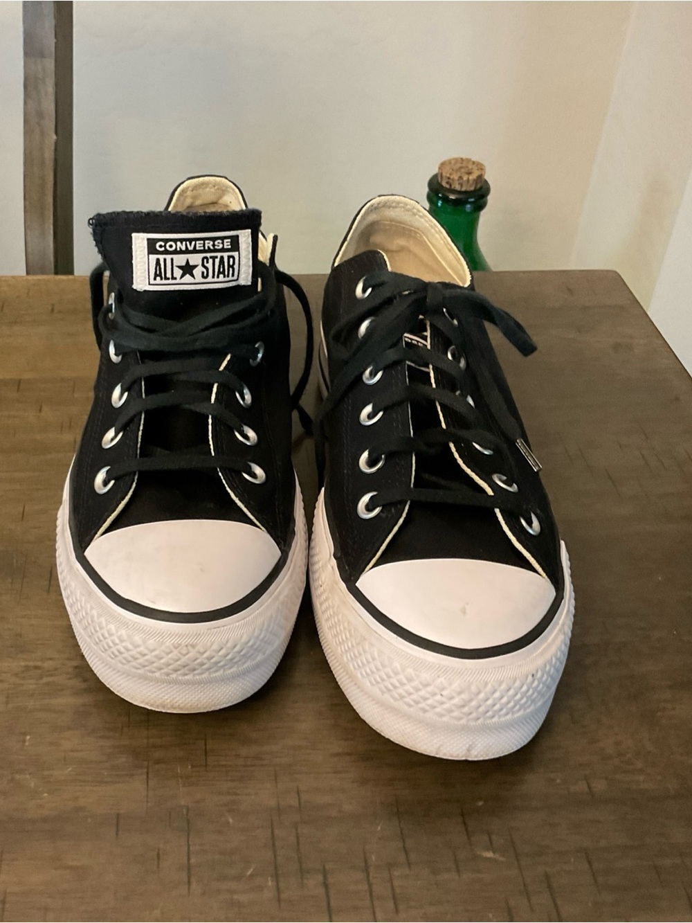 Converse All Star Womens Black Platform Sneakers Sz10